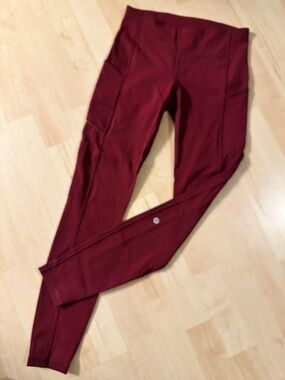 Lululemon Fast and Free HR Nulux Leggings Maroon Deep Red 6
